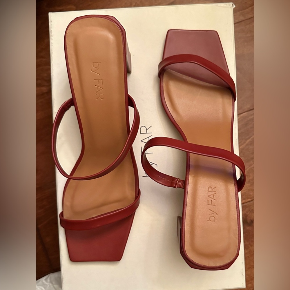 By Far Tanya Burgundy Leather Sandals 39